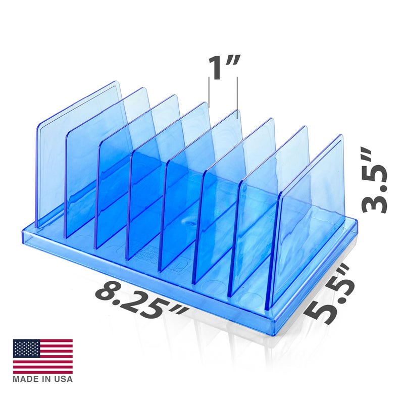 Officemate Blue Glacier Standard Sorter, 7 Compartments, Transparent Blue (23214) - Image 2